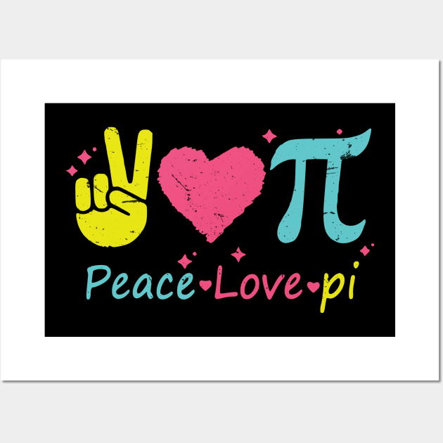 Heart Pi Day Funny Graphic Math Teacher for Women Kids Men Wall Art by KRMOSH